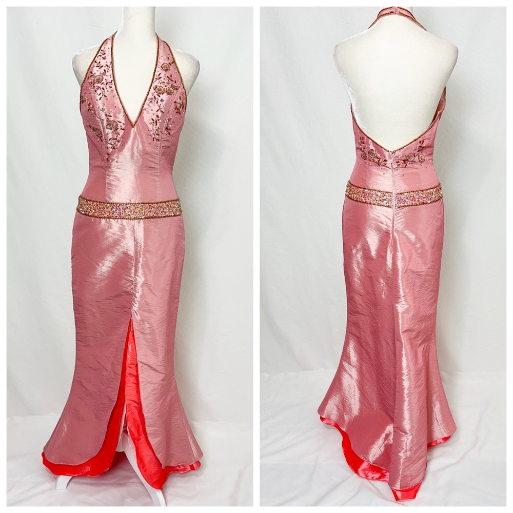 Vintage May Queen Pink Iridescent Prom Dress